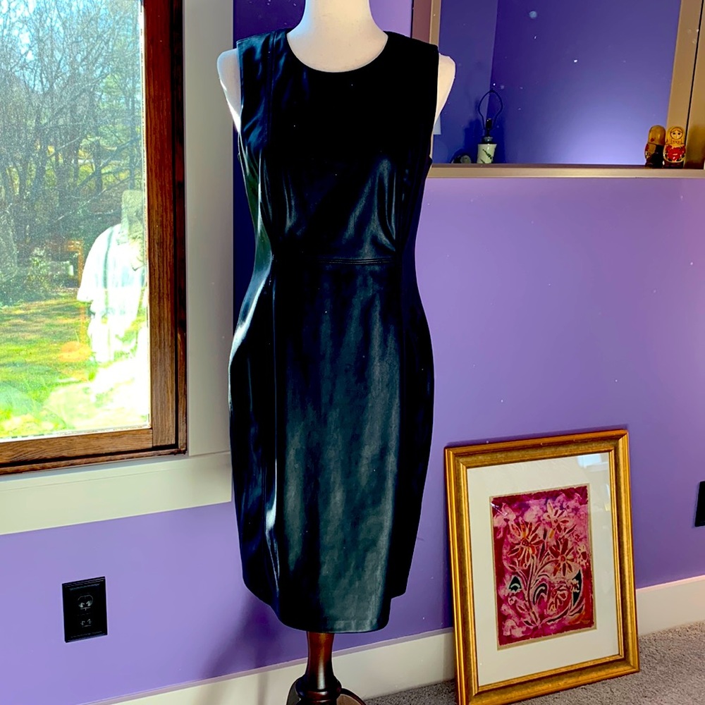 Smokin’ Hot Calvin Klein Vegan Leather Black Dress